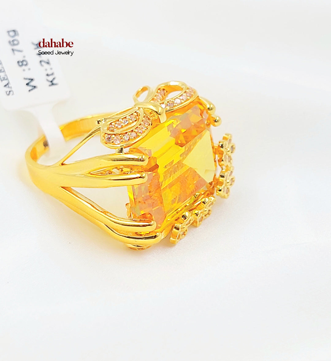 21K خاتم اكسترا مرصع-مجوهرات الشيخ سعيد-Saeed Jewelry 