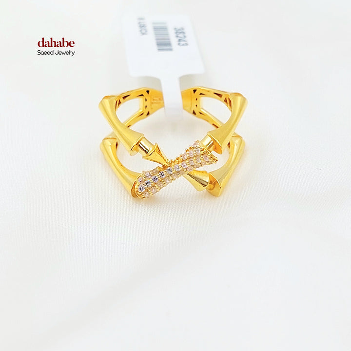 21K خاتم اكسترا مرصع-مجوهرات الشيخ سعيد-Saeed Jewelry 