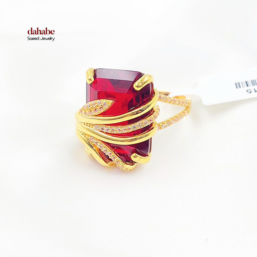 21K خاتم اكسترا مرصع-مجوهرات الشيخ سعيد-Saeed Jewelry 