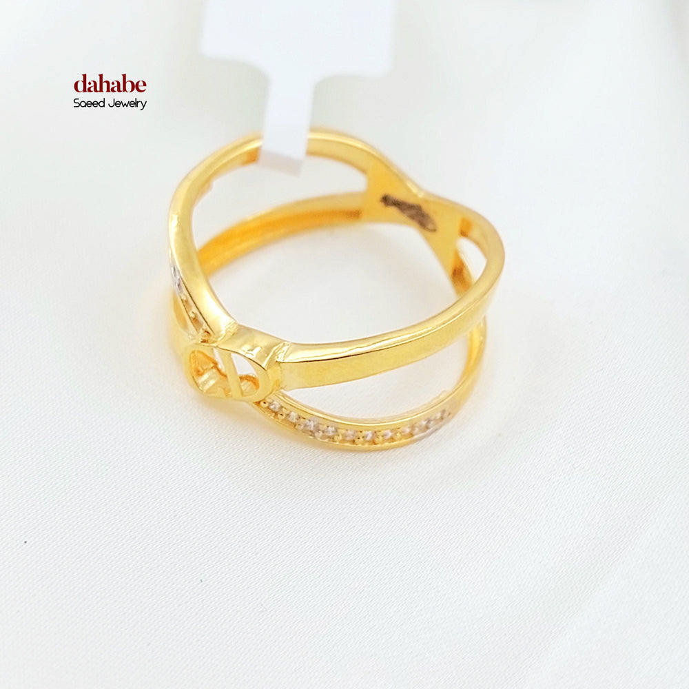 21K خاتم اكس مرصع-مجوهرات الشيخ سعيد-Saeed Jewelry 
