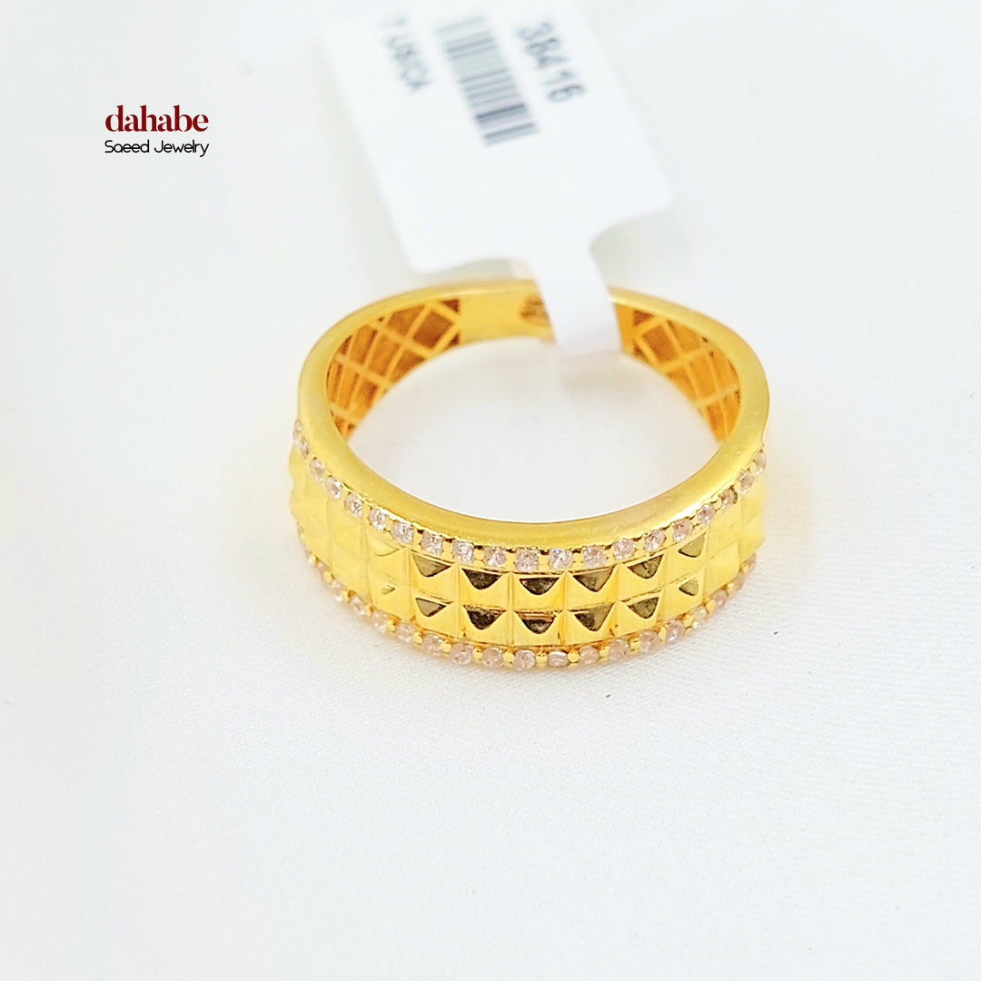 21K خاتم اكسترا مرصع-مجوهرات الشيخ سعيد-Saeed Jewelry 