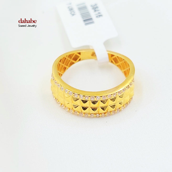 21K خاتم اكسترا مرصع-مجوهرات الشيخ سعيد-Saeed Jewelry 