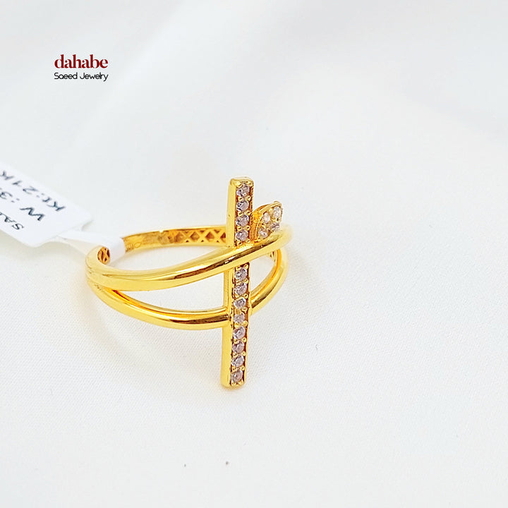 21K خاتم اكسترا مرصع-مجوهرات الشيخ سعيد-Saeed Jewelry 