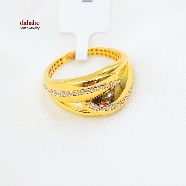 21K خاتم اكسترا مرصع-مجوهرات الشيخ سعيد-Saeed Jewelry 