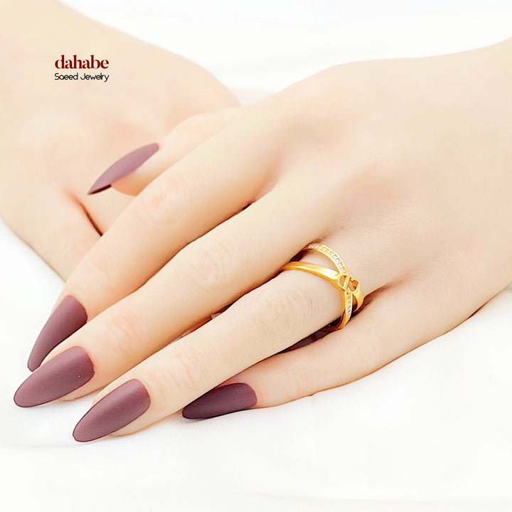 21K خاتم اكس مرصع-مجوهرات الشيخ سعيد-Saeed Jewelry 