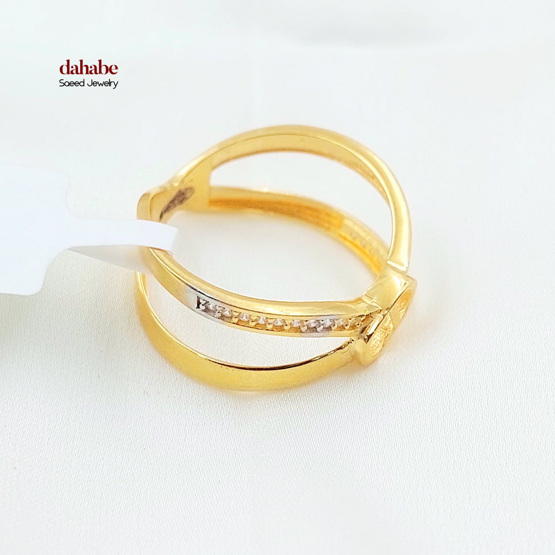21K خاتم اكس مرصع-مجوهرات الشيخ سعيد-Saeed Jewelry 