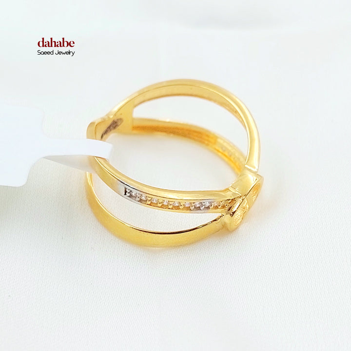 21K خاتم اكس مرصع-مجوهرات الشيخ سعيد-Saeed Jewelry 