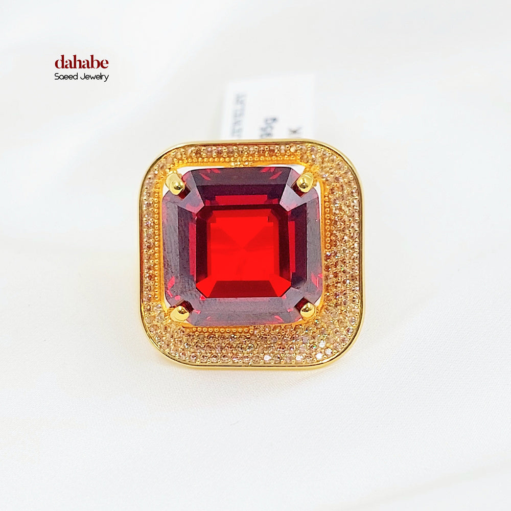 21K خاتم اكسترا مرصع-مجوهرات الشيخ سعيد-Saeed Jewelry 