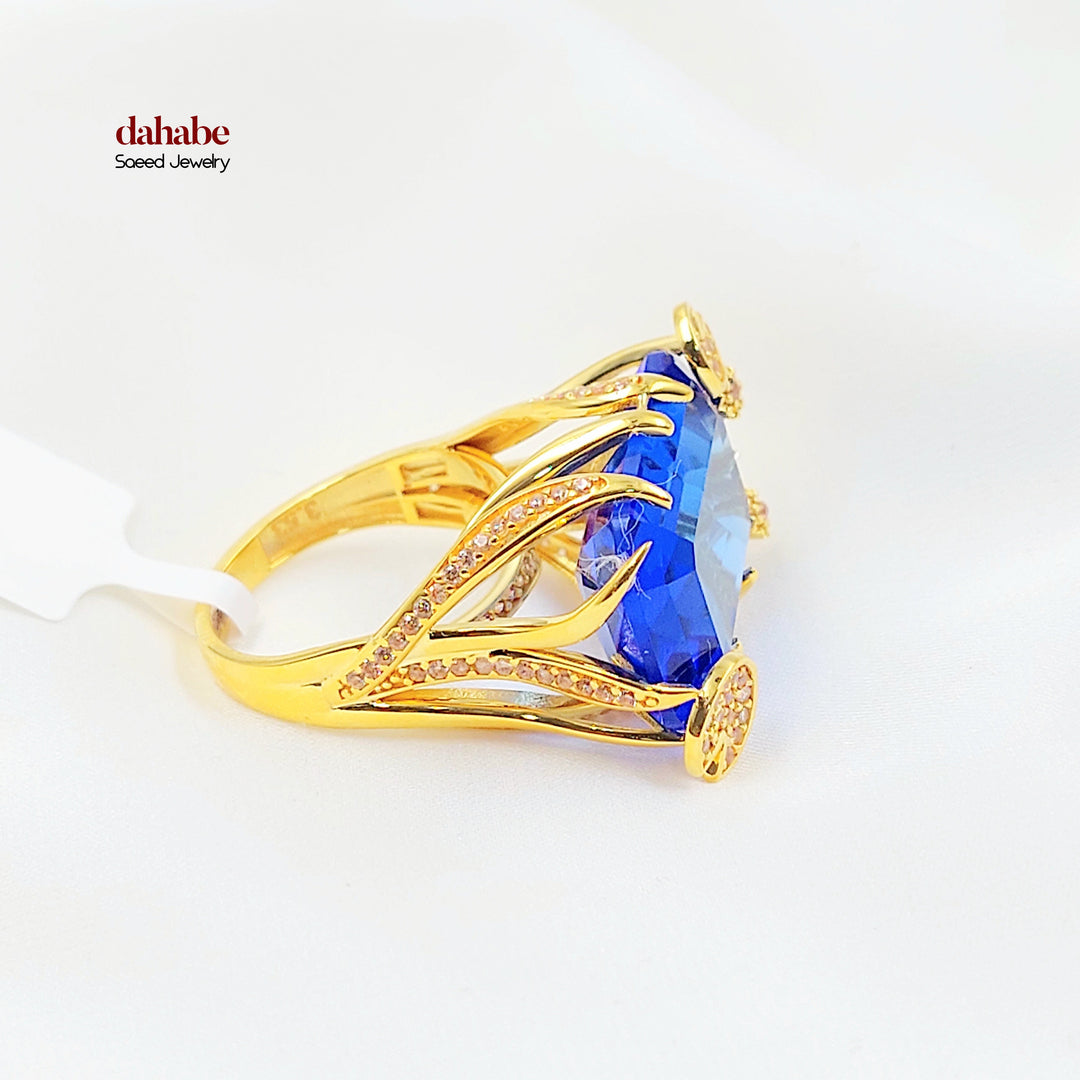 21K خاتم اكسترا مرصع-مجوهرات الشيخ سعيد-Saeed Jewelry 
