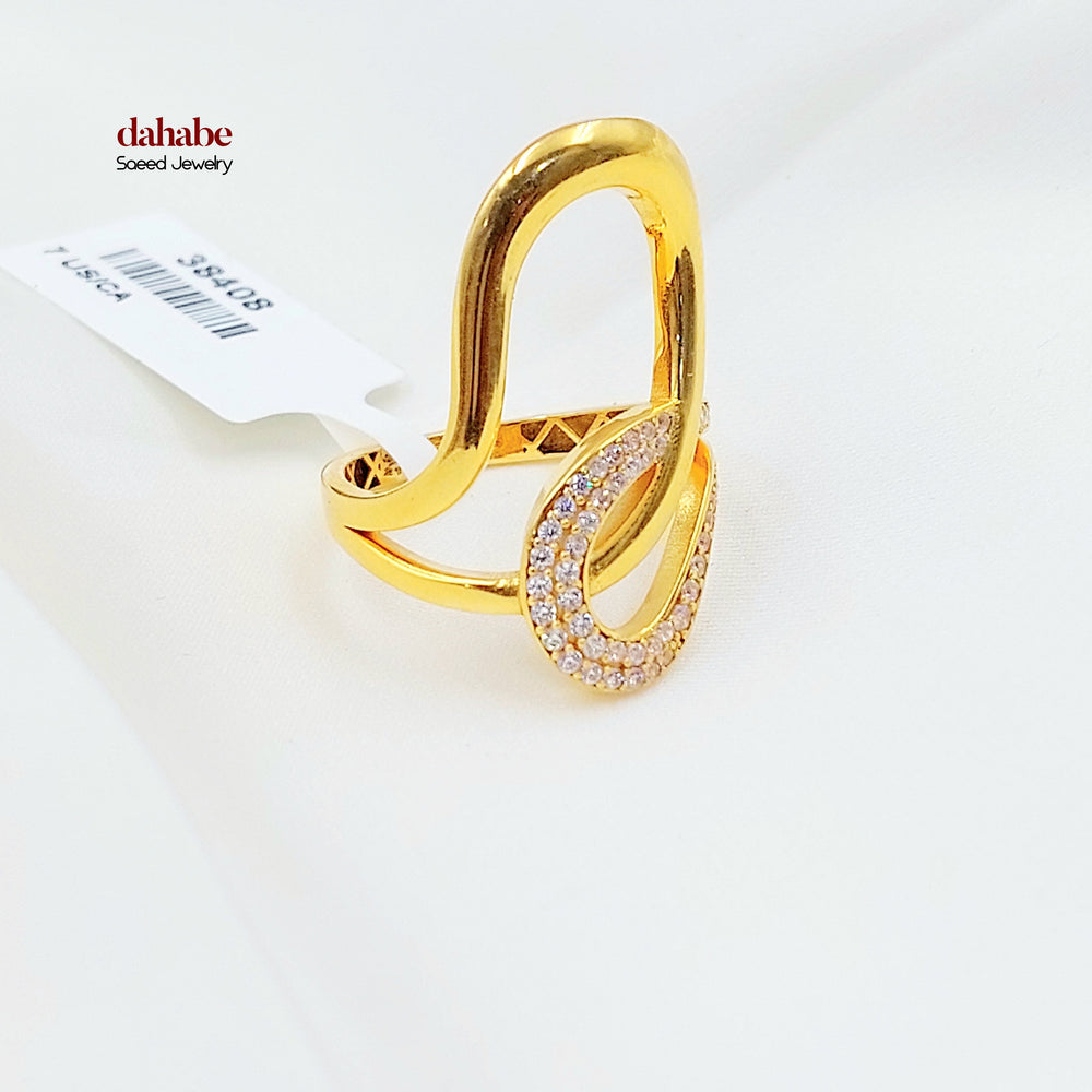 21K خاتم اكسترا مرصع-مجوهرات الشيخ سعيد-Saeed Jewelry 