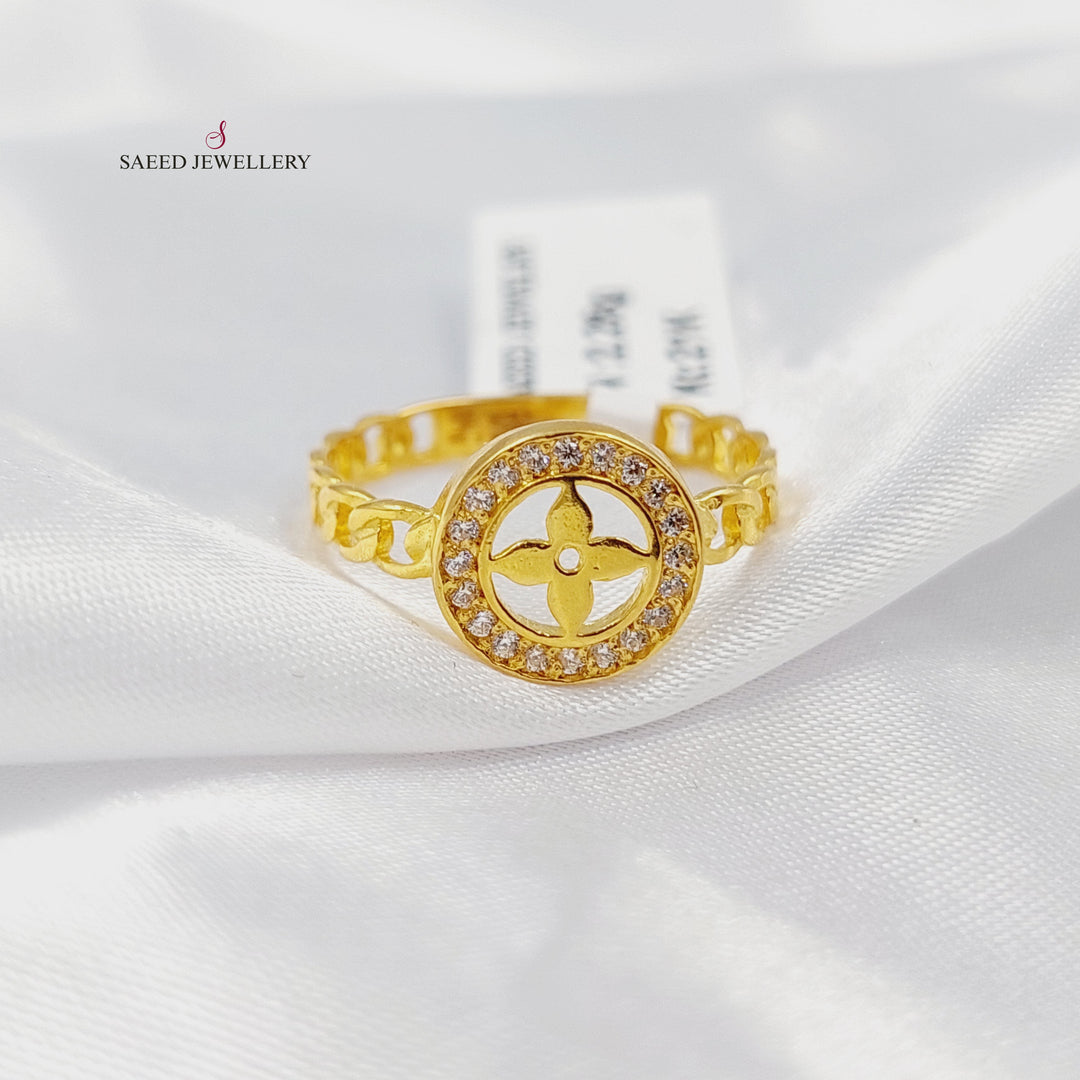 21K خاتم وردة مرصع-مجوهرات الشيخ سعيد-Saeed Jewelry 