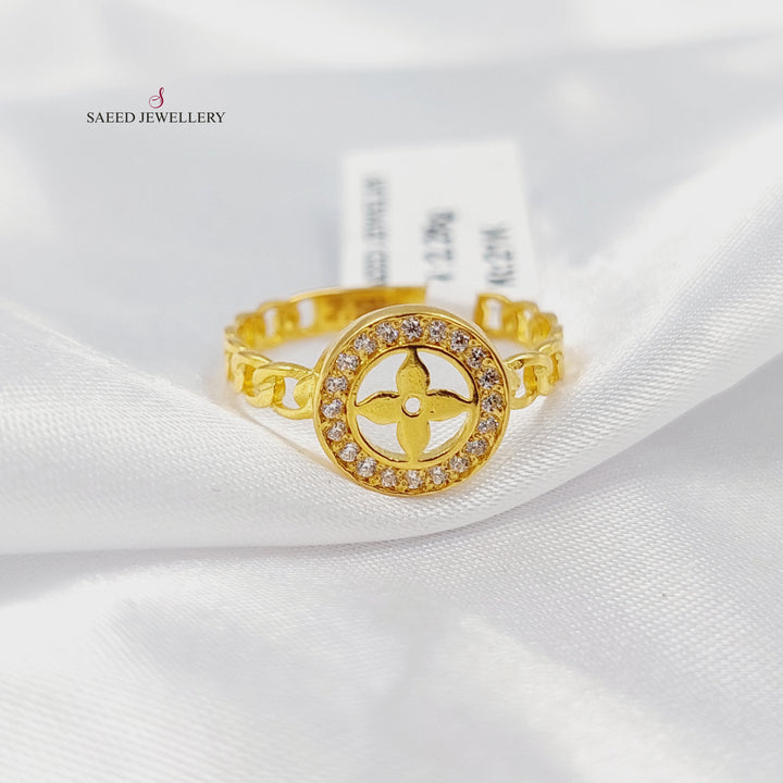 21K خاتم وردة مرصع-مجوهرات الشيخ سعيد-Saeed Jewelry 