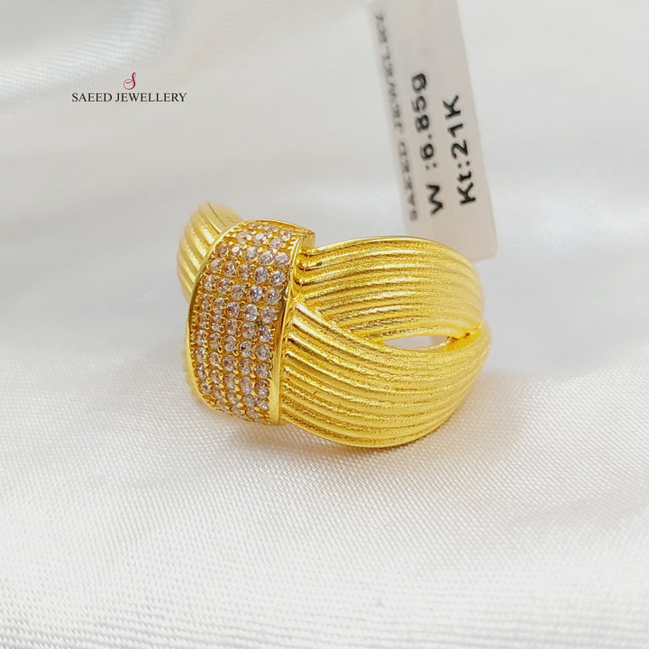 21K خاتم شكلة مرصع-مجوهرات الشيخ سعيد-Saeed Jewelry 