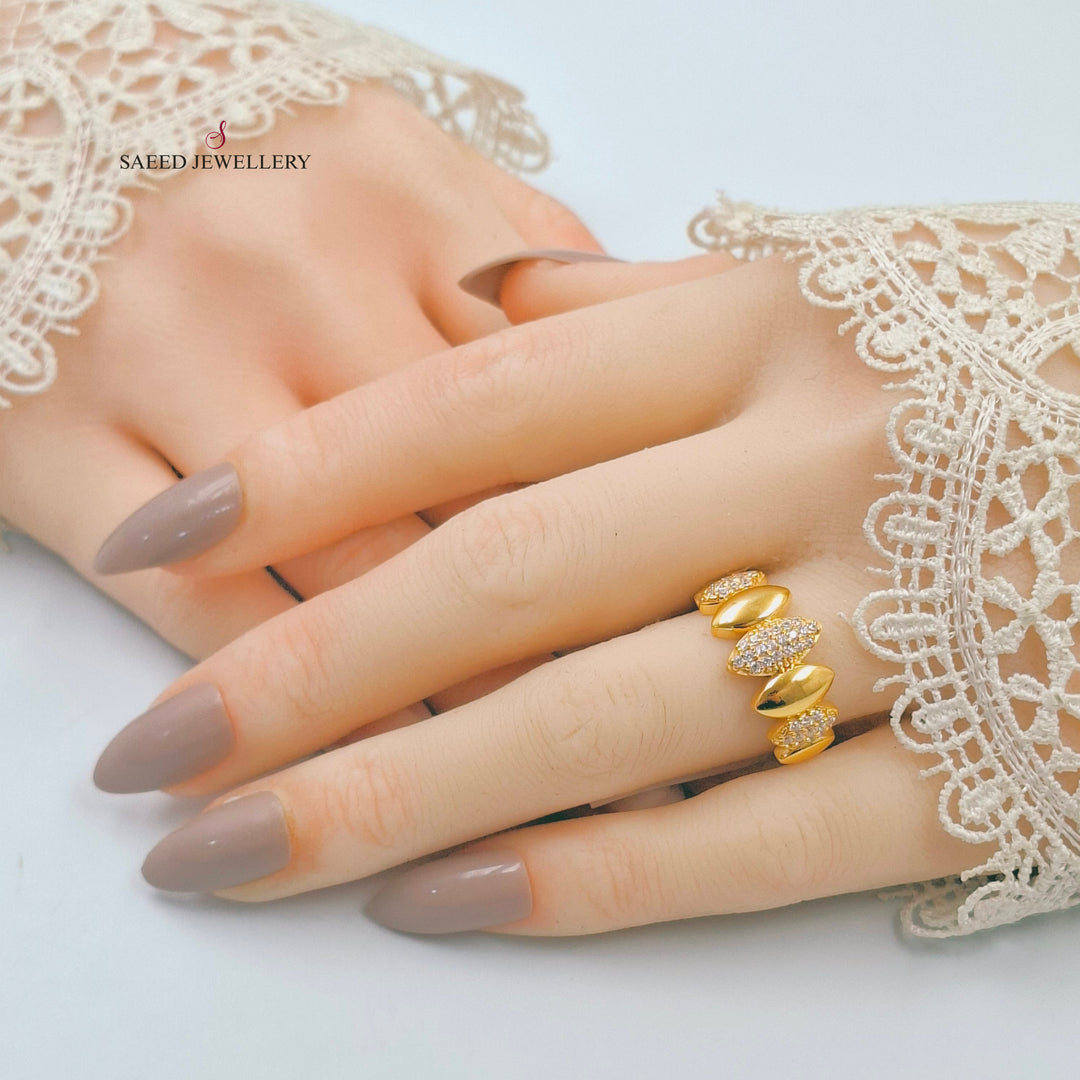 21K خاتم اكسترا مرصع-مجوهرات الشيخ سعيد-Saeed Jewelry 