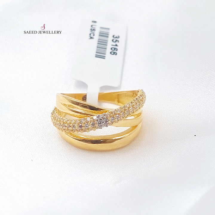 21K خاتم اكسترا مرصع-مجوهرات الشيخ سعيد-Saeed Jewelry 