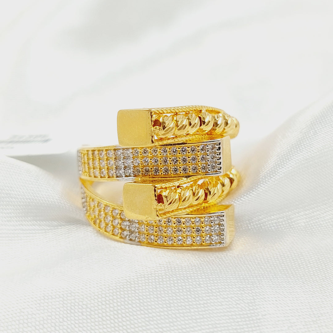 21K خاتم هرم مرصع-مجوهرات الشيخ سعيد-Saeed Jewelry 