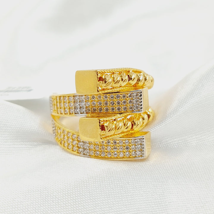 21K خاتم هرم مرصع-مجوهرات الشيخ سعيد-Saeed Jewelry 