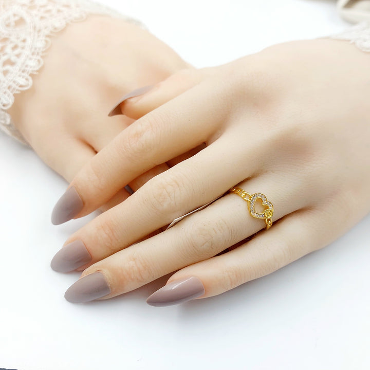 21K خاتم قلب مرصع-مجوهرات الشيخ سعيد-Saeed Jewelry 