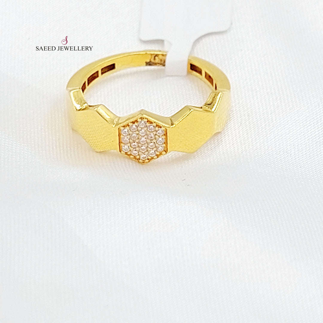 21K خاتم اكسترا مرصع-مجوهرات الشيخ سعيد-Saeed Jewelry 