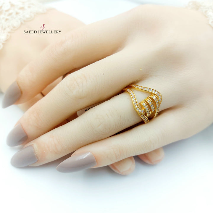 21K خاتم اكسترا مرصع-مجوهرات الشيخ سعيد-Saeed Jewelry 