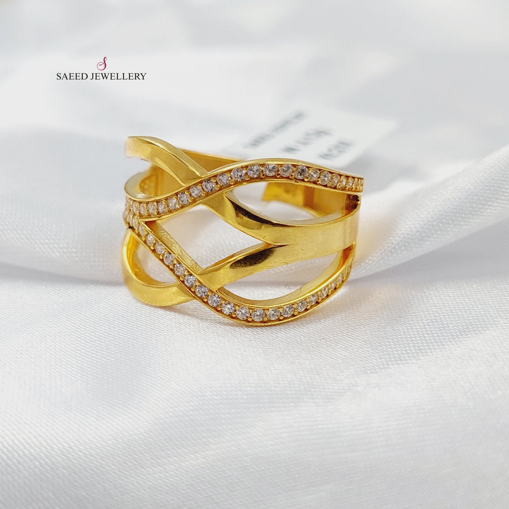 21K خاتم اكس مرصع-مجوهرات الشيخ سعيد-Saeed Jewelry 
