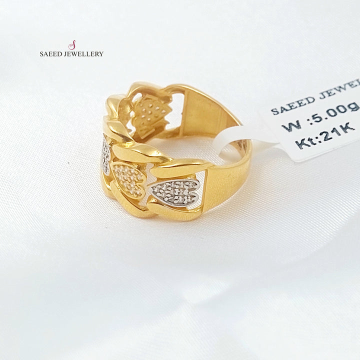 21K خاتم قلب مرصع-مجوهرات الشيخ سعيد-Saeed Jewelry 