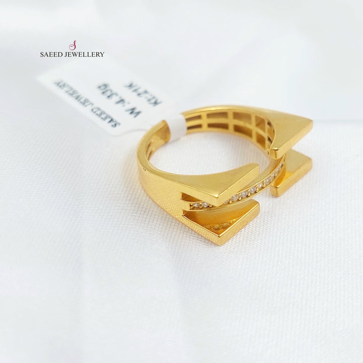 21K خاتم اكسترا مرصع-مجوهرات الشيخ سعيد-Saeed Jewelry 