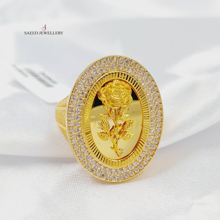 21K خاتم اونصه مرصع-مجوهرات الشيخ سعيد-Saeed Jewelry 