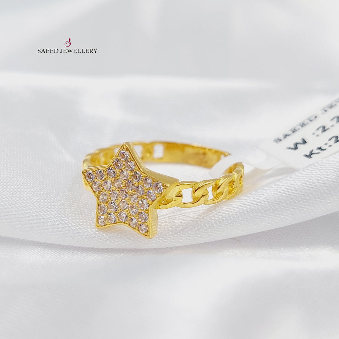 21K خاتم نجمة مرصع-مجوهرات الشيخ سعيد-Saeed Jewelry 