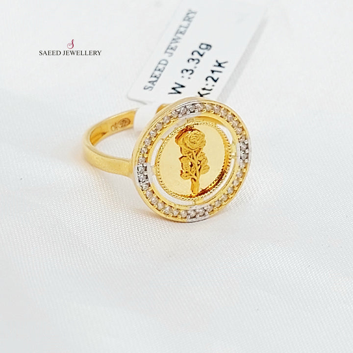 21K خاتم اونصه مرصع-مجوهرات الشيخ سعيد-Saeed Jewelry 