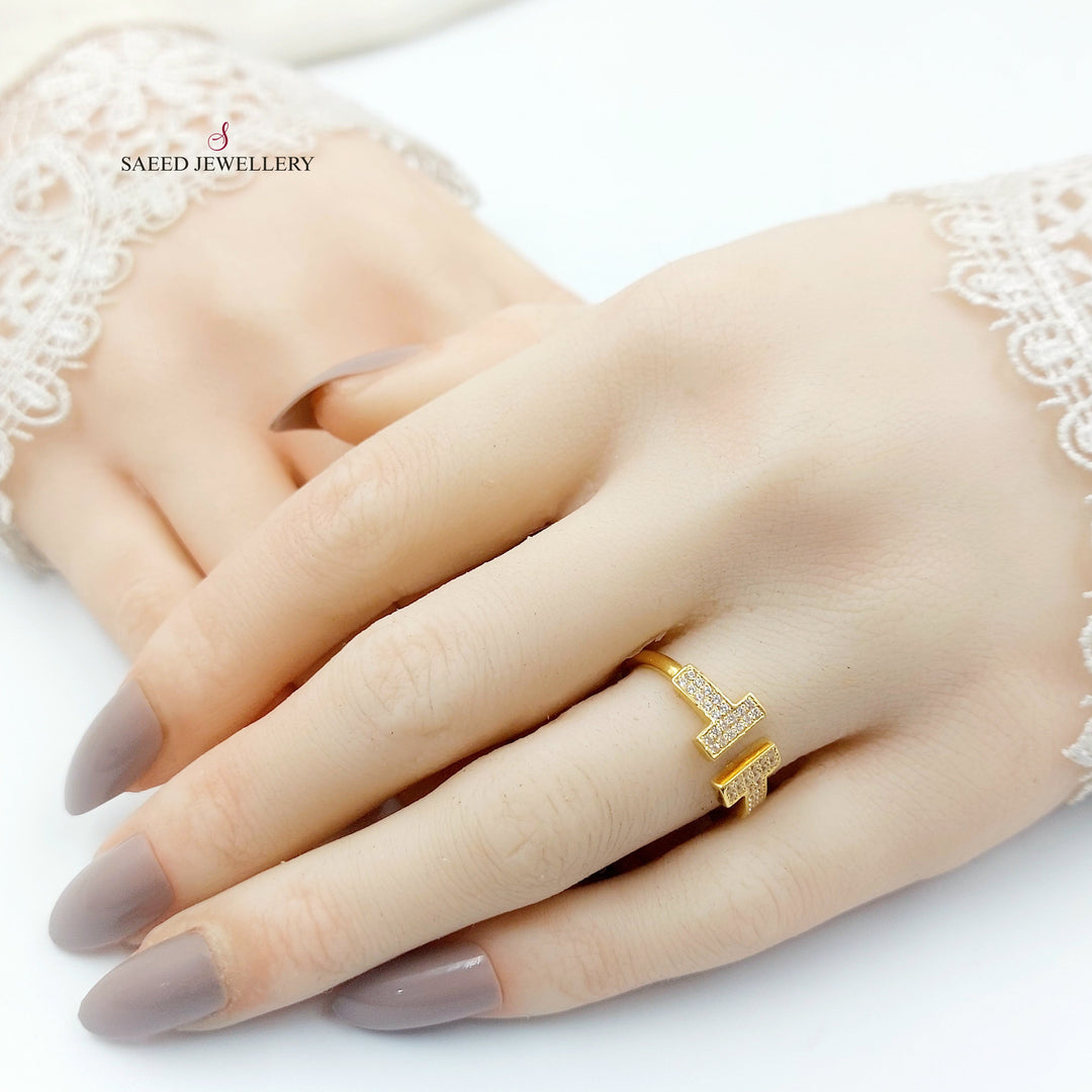 21K خاتم اكسترا مرصع-مجوهرات الشيخ سعيد-Saeed Jewelry 