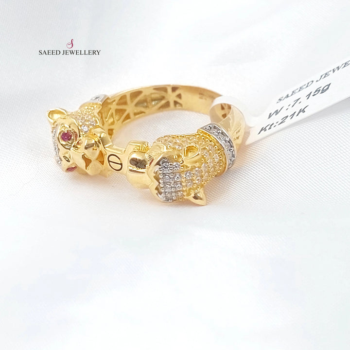21K خاتم تايجر مرصع-مجوهرات الشيخ سعيد-Saeed Jewelry 