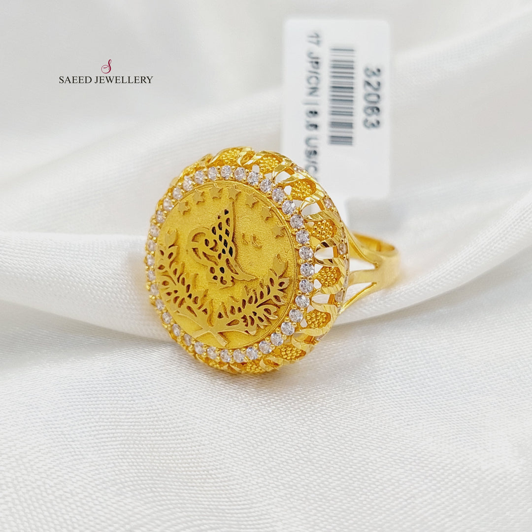 21K خاتم رشادي مرصع-مجوهرات الشيخ سعيد-Saeed Jewelry 