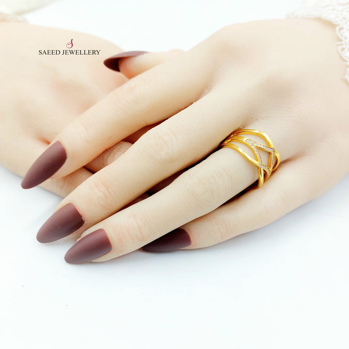 21K خاتم دمعة مرصع-مجوهرات الشيخ سعيد-Saeed Jewelry 