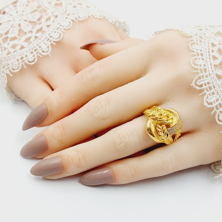 21K خاتم اكسترا مرصع-مجوهرات الشيخ سعيد-Saeed Jewelry 