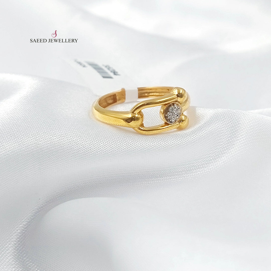 21K خاتم اكسترا مرصع-مجوهرات الشيخ سعيد-Saeed Jewelry 