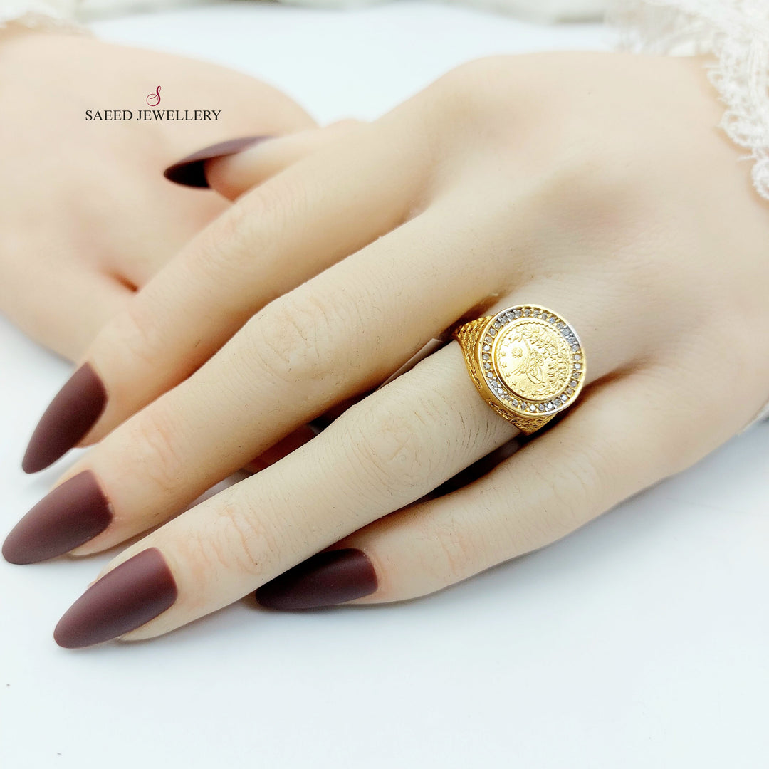 21K خاتم رشادي مرصع-مجوهرات الشيخ سعيد-Saeed Jewelry 