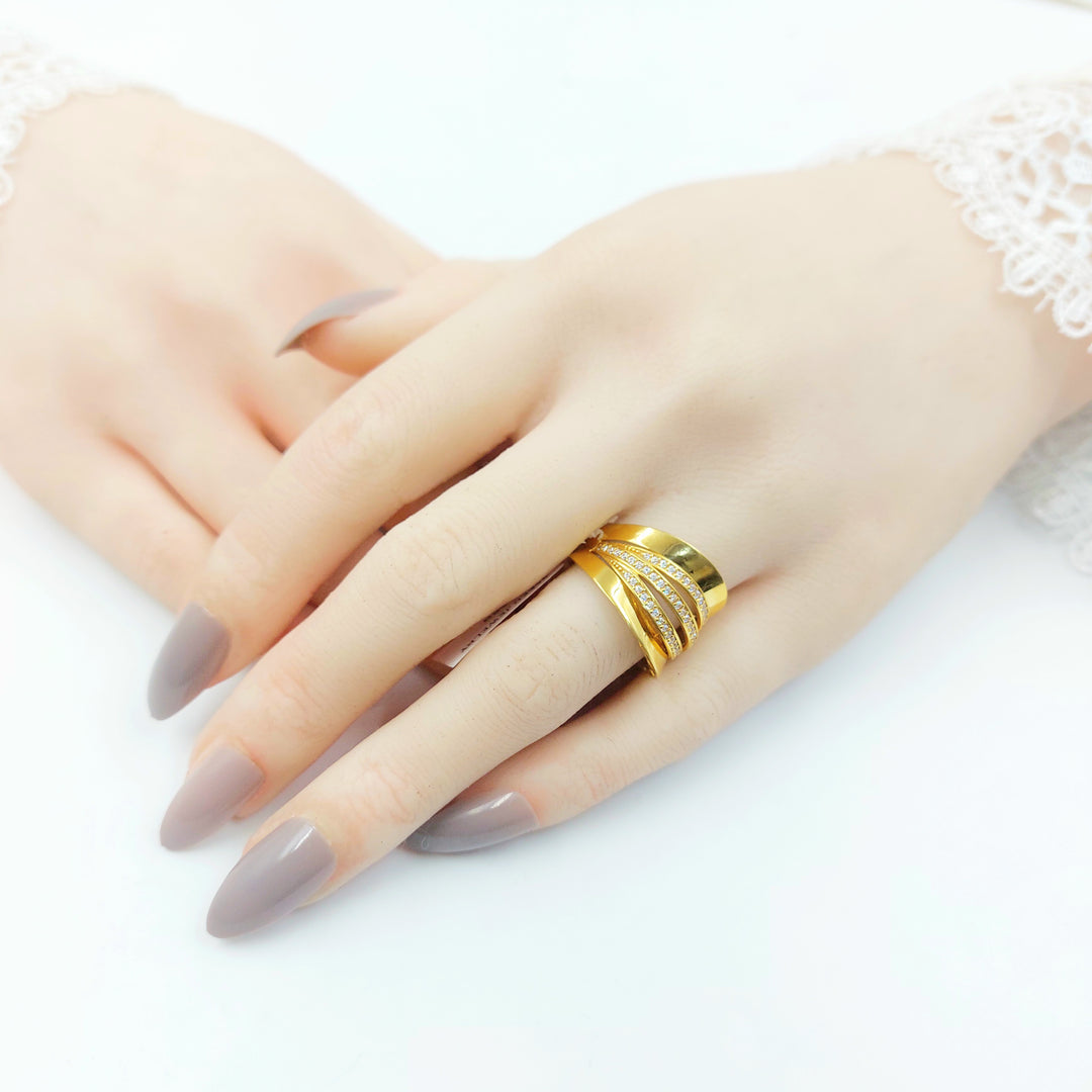 21K خاتم امواج مرصع-مجوهرات الشيخ سعيد-Saeed Jewelry 