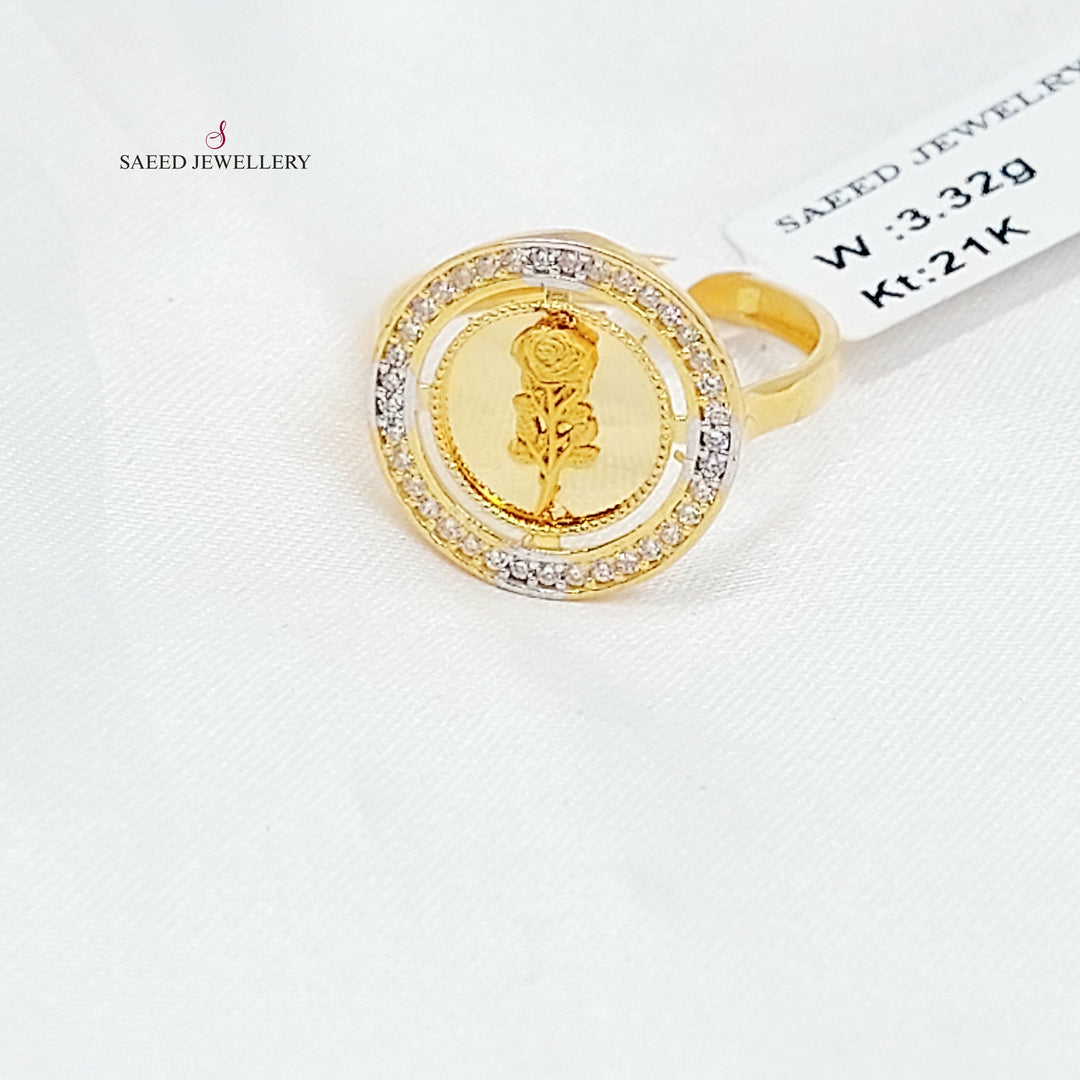 21K خاتم اونصه مرصع-مجوهرات الشيخ سعيد-Saeed Jewelry 