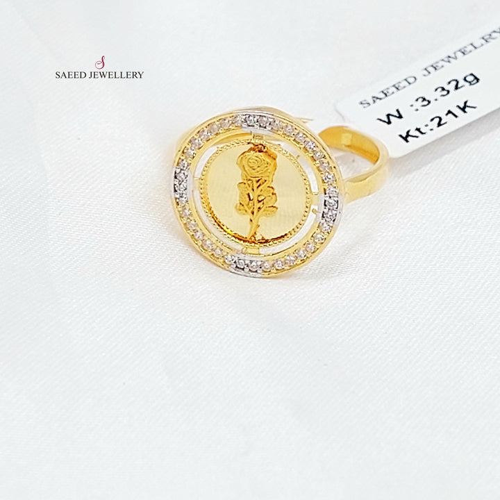 21K خاتم اونصه مرصع-مجوهرات الشيخ سعيد-Saeed Jewelry 