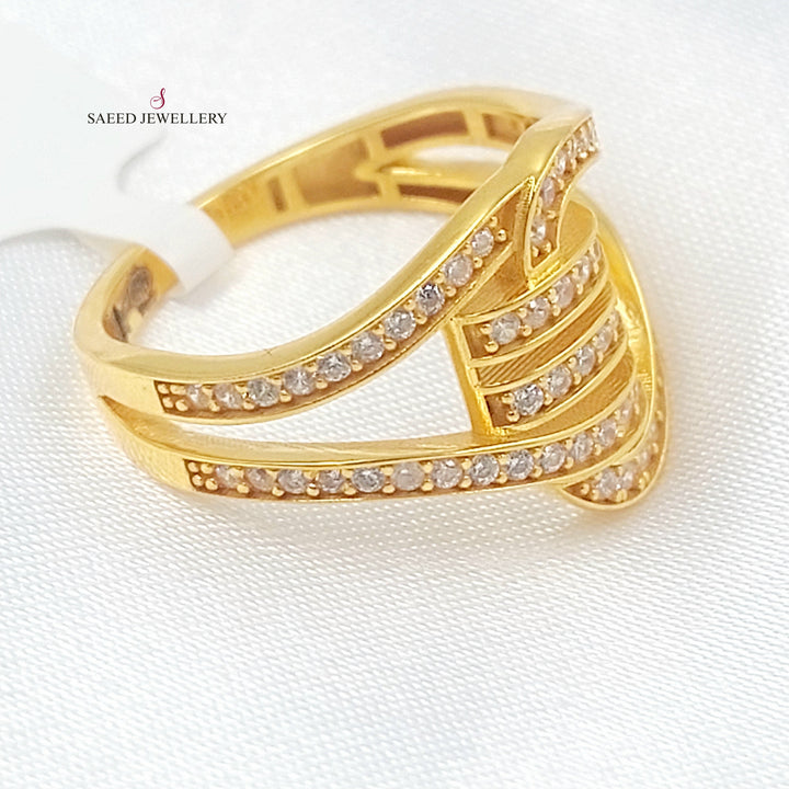 21K خاتم اكسترا مرصع-مجوهرات الشيخ سعيد-Saeed Jewelry 