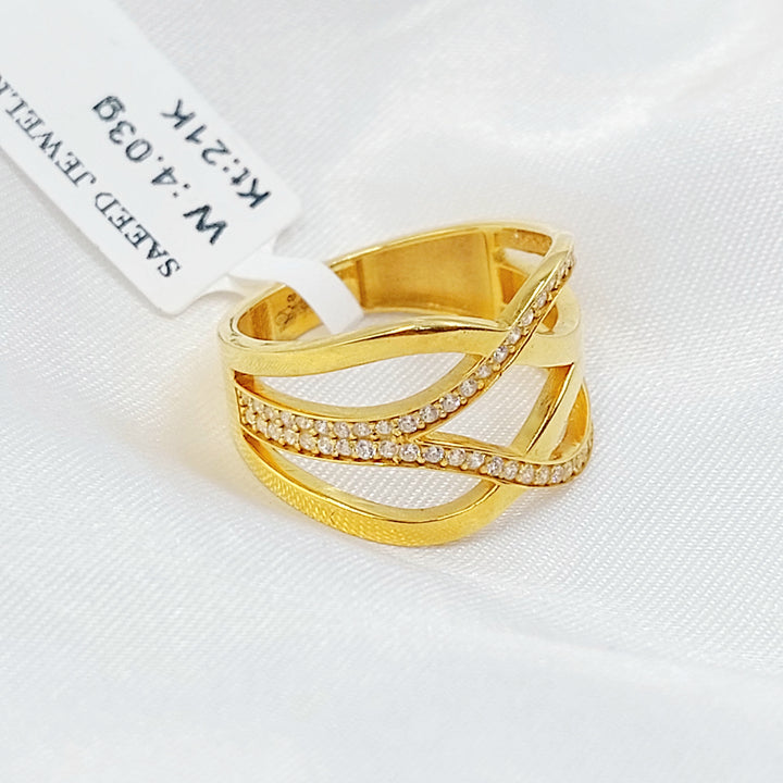 21K خاتم اكسترا مرصع-مجوهرات الشيخ سعيد-Saeed Jewelry 