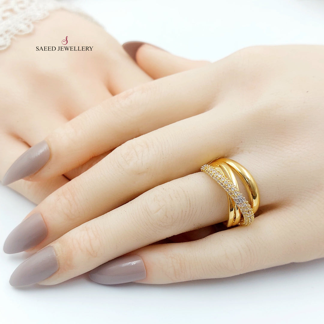 21K خاتم اكسترا مرصع-مجوهرات الشيخ سعيد-Saeed Jewelry 