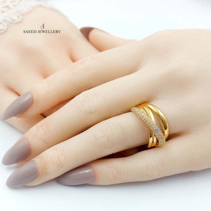 21K خاتم اكسترا مرصع-مجوهرات الشيخ سعيد-Saeed Jewelry 