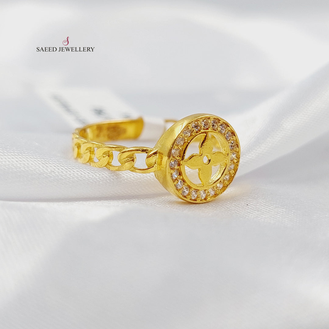 21K خاتم وردة مرصع-مجوهرات الشيخ سعيد-Saeed Jewelry 