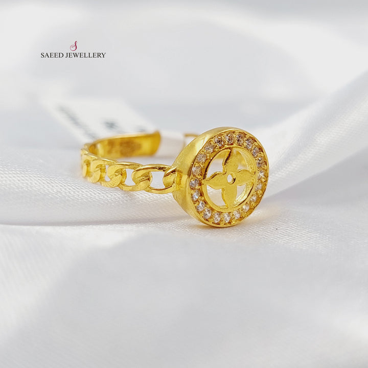 21K خاتم وردة مرصع-مجوهرات الشيخ سعيد-Saeed Jewelry 