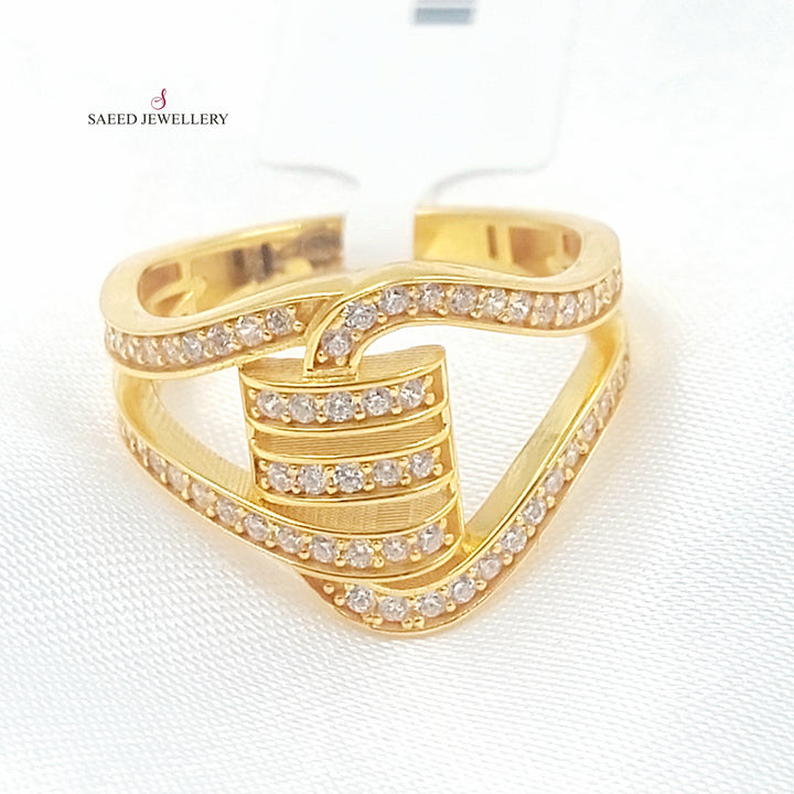 21K خاتم اكسترا مرصع-مجوهرات الشيخ سعيد-Saeed Jewelry 