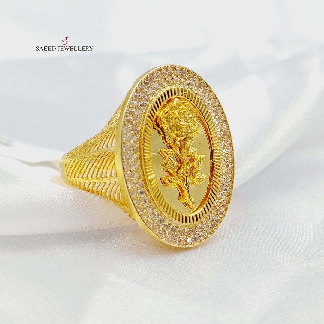 21K خاتم اونصه مرصع-مجوهرات الشيخ سعيد-Saeed Jewelry 
