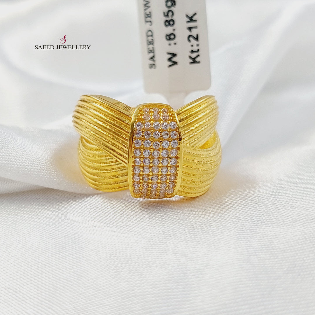 21K خاتم شكلة مرصع-مجوهرات الشيخ سعيد-Saeed Jewelry 