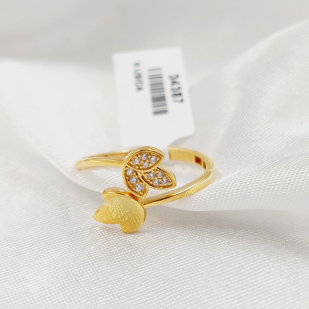 21K خاتم ورق الشجر مرصع-مجوهرات الشيخ سعيد-Saeed Jewelry 